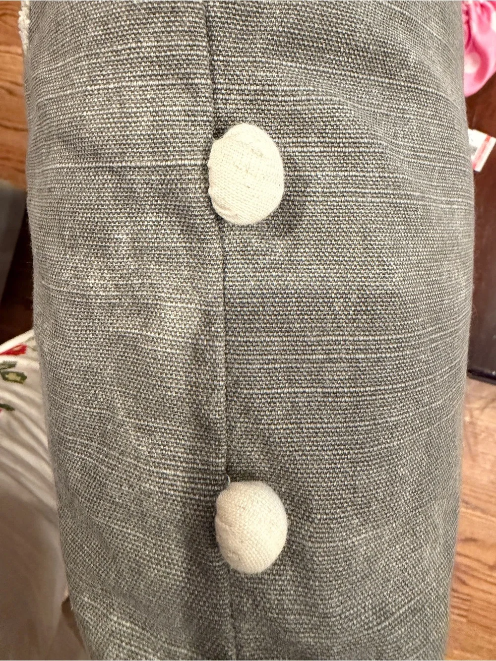 Pottery barn Gray Accent Pillow with 'Trick or Treat Yourself' Chenille Script